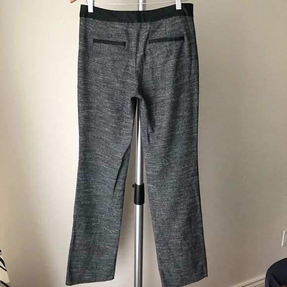 EXPRESS Editor Grey tweed faux leather trim pants Sz 6 - Picture 2 of 7